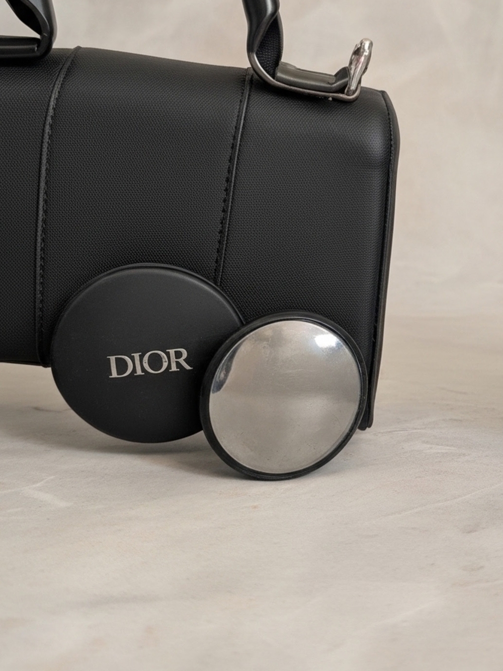 Dior Black Headband with Gold CD Emblem AND Dior Mirror
